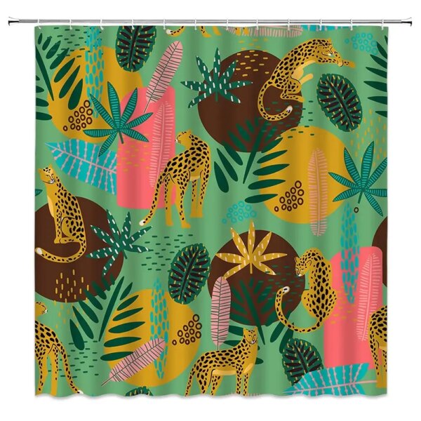 Rideau de douche Boho Cheetah, rideau de bain quelque part léopard tropical