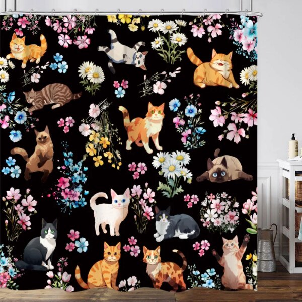 Rideau de douche bohème pour chambre, fleur botanique plus lente, papillon noir, renard, moderne, vintage