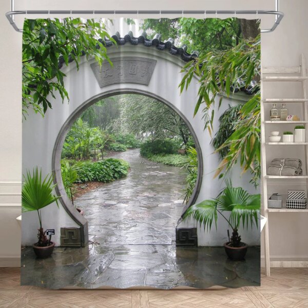 26681-8ad8c1.jpg Clôture Fleurs Rideaux De Douche, Fenêtre Bleue, Nature Plantes Florales, Paysage Moderne