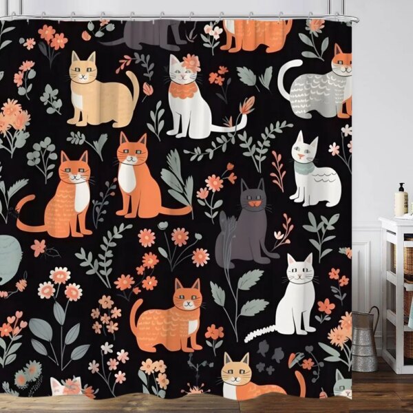 Rideau de douche bohème pour chambre, fleur botanique plus lente, papillon noir, renard, moderne, vintage