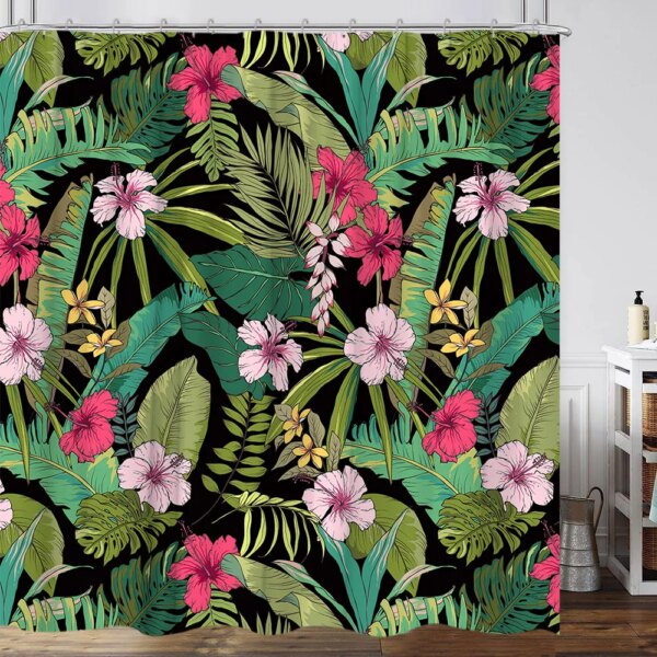 26906-99a3b6.jpg Rideau de douche bohème pour chambre, fleur botanique plus lente, papillon noir, renard, moderne, vintage