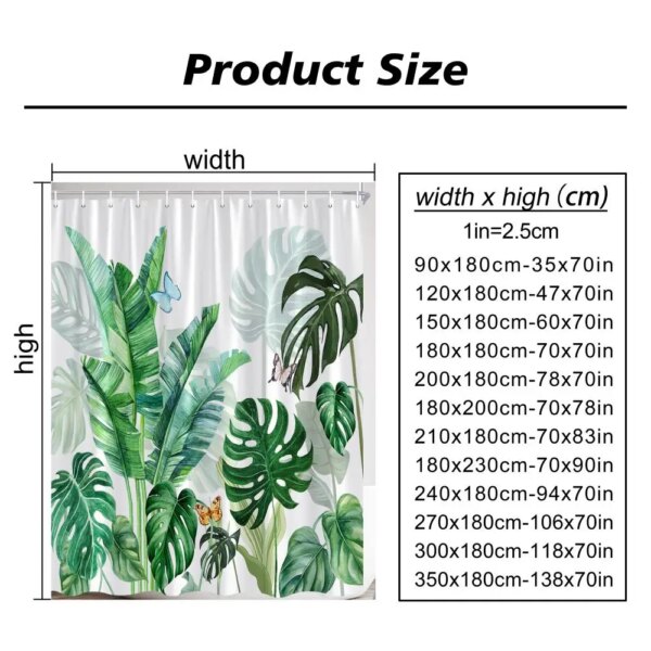rideaux de douche Plante de feuilles vertes tropicales sur fond blanc