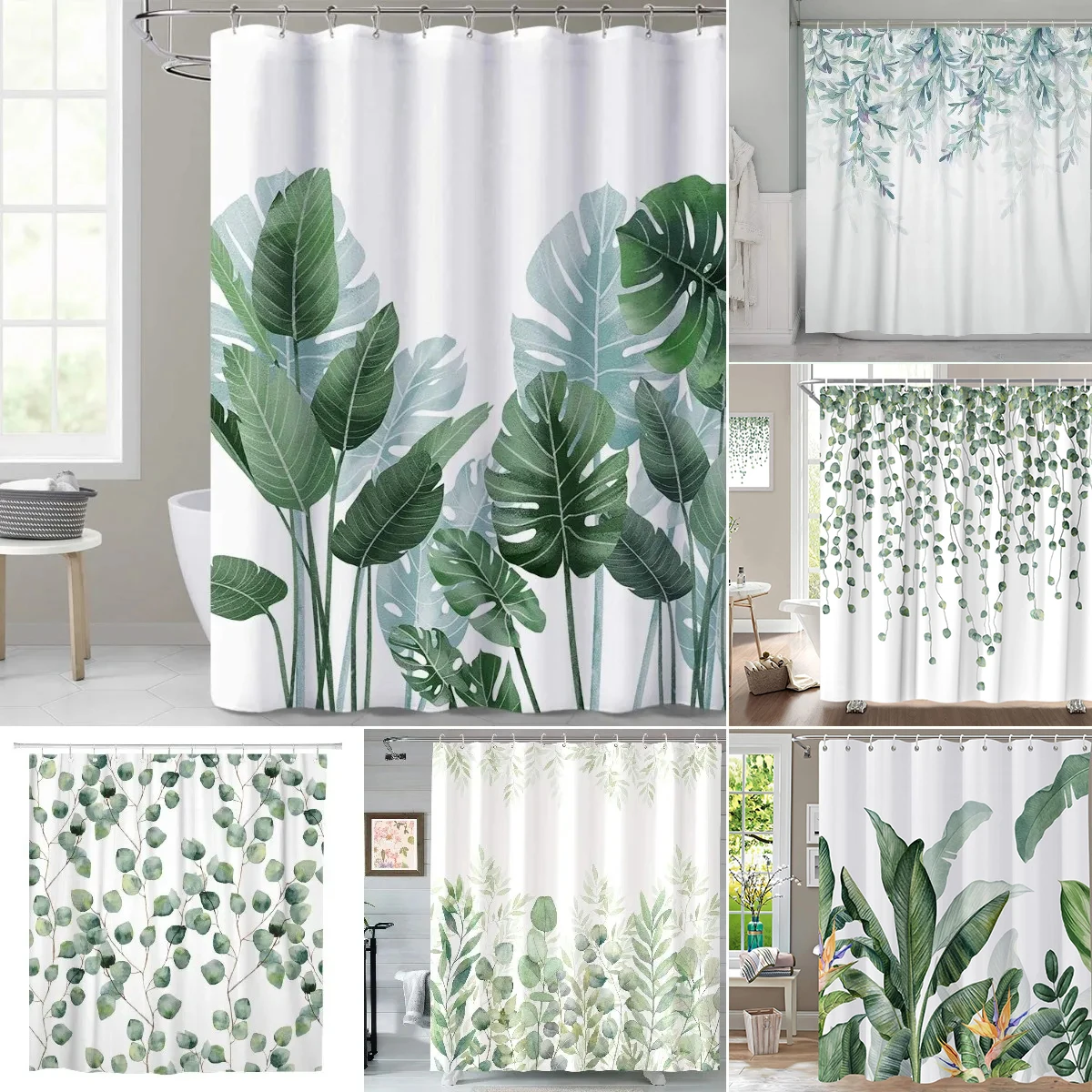 Rideau de Douche Tropical Feuilles Vertes – Décor  - Rideaux de Douche chez blanchimo.fr