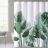 rideaux de douche Plante de feuilles vertes tropicales sur fond blanc