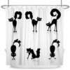 Rideau de douche drôle de chat mignon de bande dessinée pour des enfants, chats et chiens