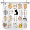 27223-c07c6d.jpg Rideau de douche drôle de chat mignon de bande dessinée pour des enfants, chats et chiens