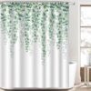 rideaux de douche Plante de feuilles vertes tropicales sur fond blanc