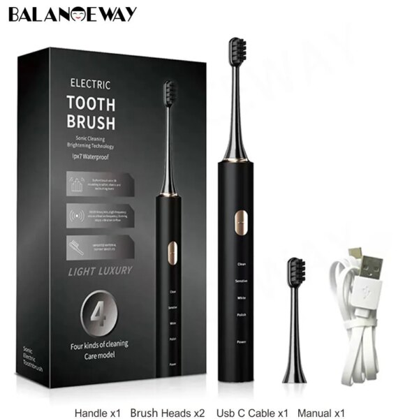 brosse a dent electrique sonique 4 modes pour adulte, minuterie USB C Rechargeable
