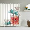 Ensemble de rideaux de douche tournesol rose avec crochet, plante, décoration d'intérieur
