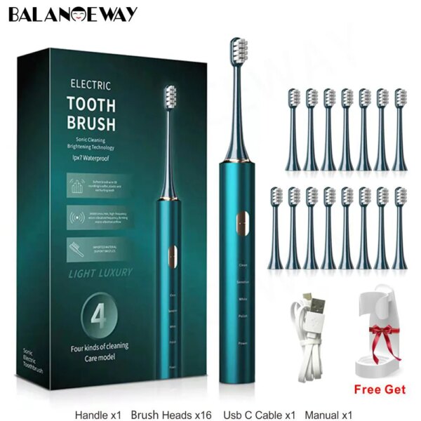 brosse a dent electrique sonique 4 modes pour adulte, minuterie USB C Rechargeable