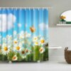 Ensemble de rideaux de douche tournesol rose avec crochet, plante, décoration d'intérieur