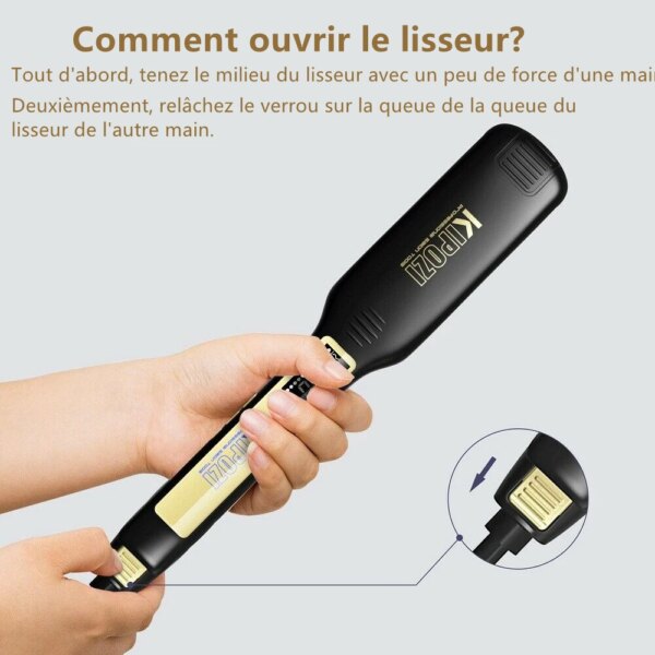 fer à friser professionnel en titane, appareil à lisser les cheveux, avec affichage numérique LCD