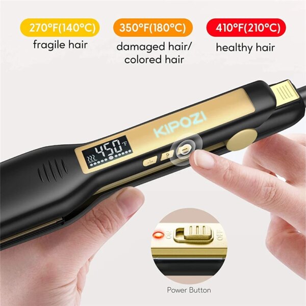 fer à friser professionnel en titane, appareil à lisser les cheveux, avec affichage numérique LCD