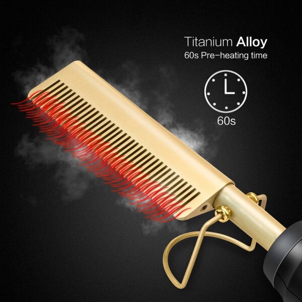 Brosse à lisser électrique chauffante, peigne chauffant, fer plat, lissage des cheveux