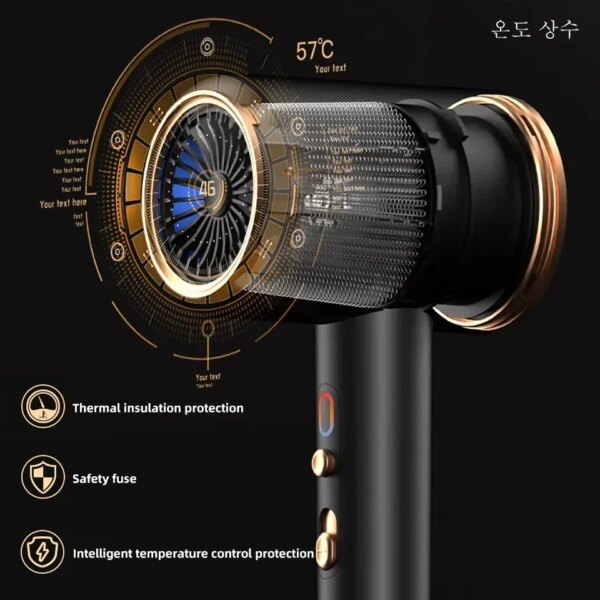 Sèche-cheveux professionnel avec brosse à air, sèche-cheveux ionique négatif, vent chaud et froid