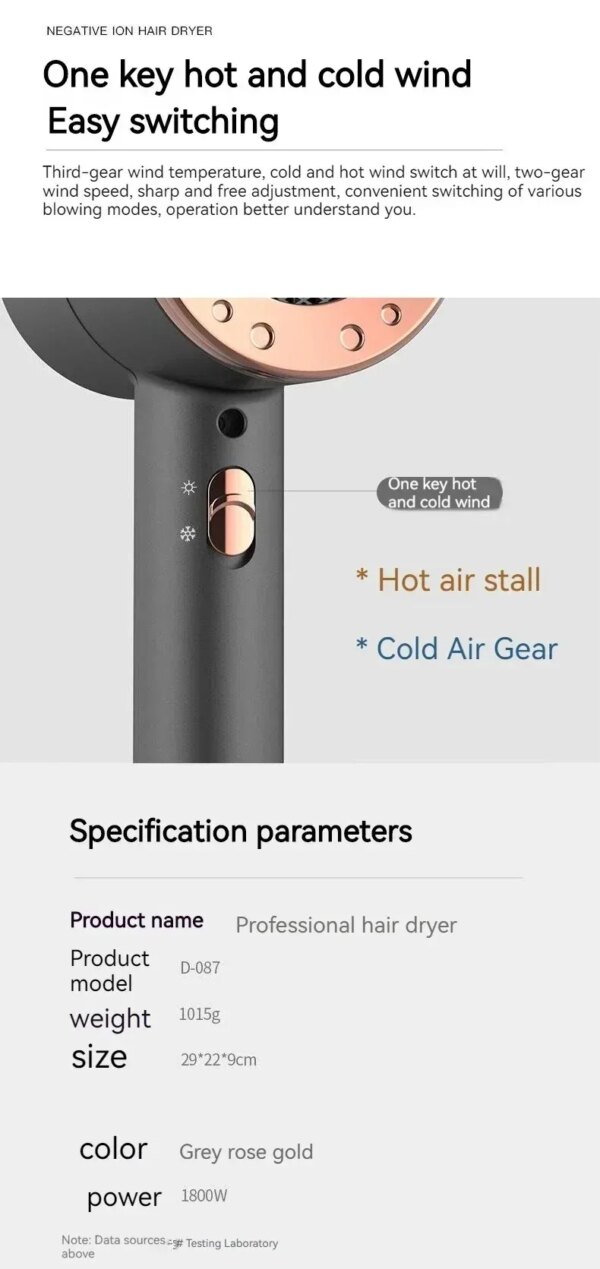 Sèche-cheveux électrique haute vitesse, professionnel, haute puissance, salon, outils de coiffage, ions négatifs, 2000W