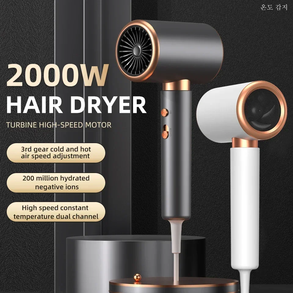 Sèche-cheveux professionnel ionique 2000W – moteur haute vitesse