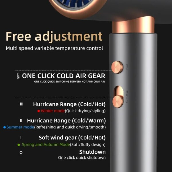 Sèche-cheveux professionnel ionique à moteur à grande vitesse, sèche-cheveux à ions négatifs