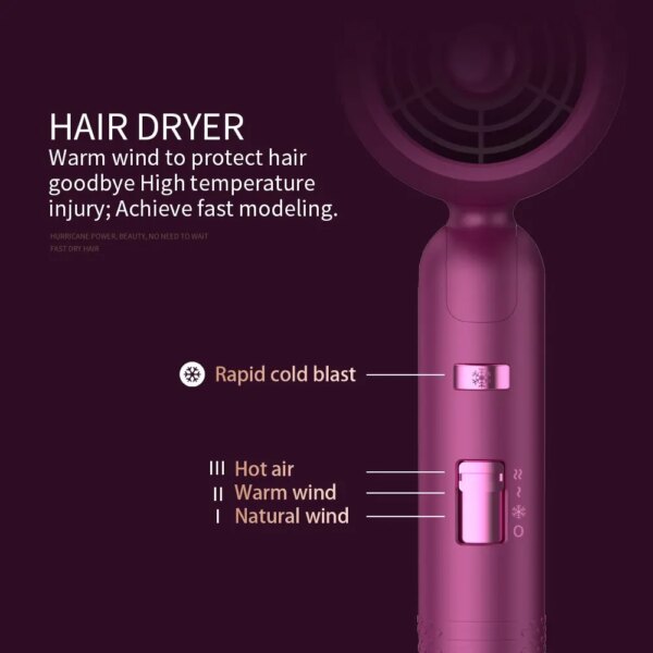 Sèche-cheveux professionnel portable avec diffuseur, sèche-cheveux ionique, violet, cheveux bouclés