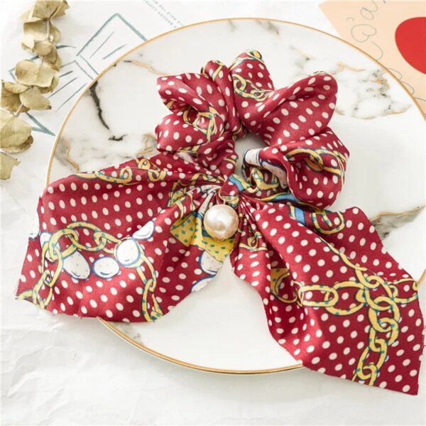 29079-4e5c2a.jpg Chouchou mousseline de soie pour femmes, nœud papillon, porte-queue de cheval en perles