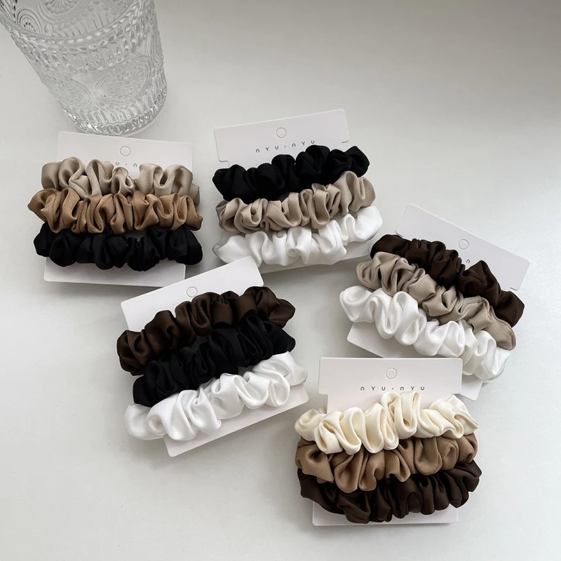 Chouchous cheveux élégants en satin – lot 3 pièces