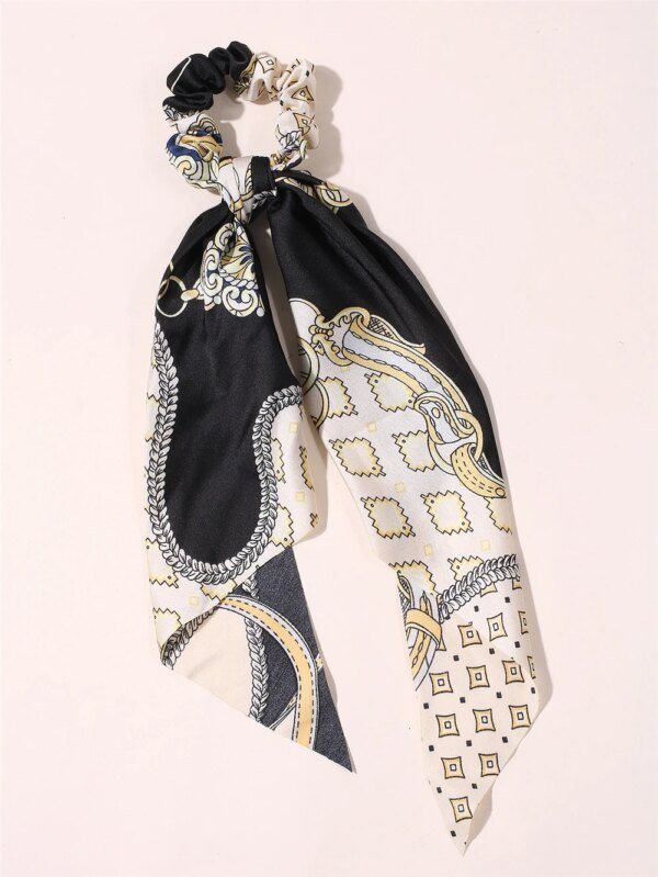 Ruban pour cheveux élastique pour femmes, chouchous avec nœud imprimé