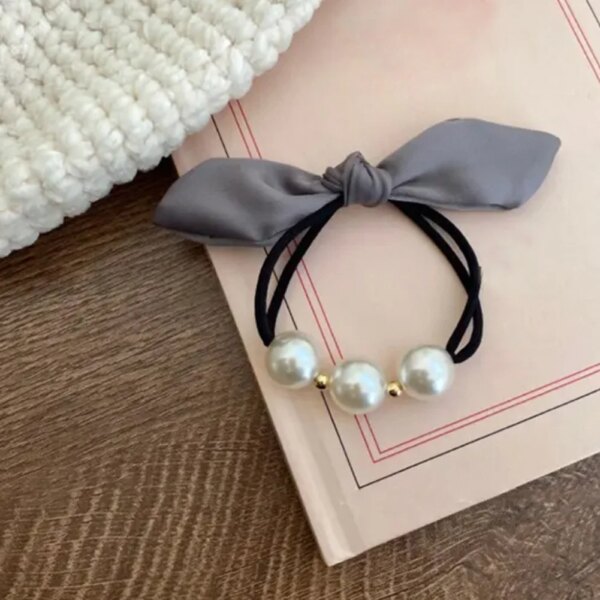 Bandeau de cheveux en caoutchouc avec grosses perles pour femmes, chouchous de style coréen