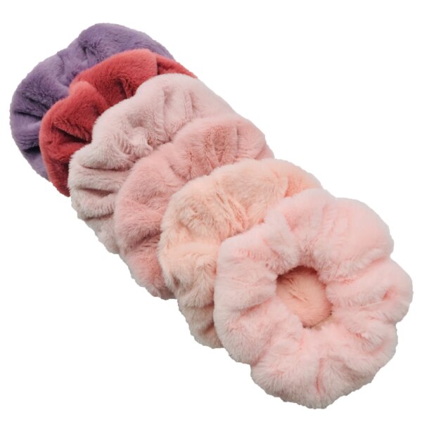 chouchou élastique en fourrure pour femmes et filles, 6/1 pièces, chouchous, porte-queue de cheval