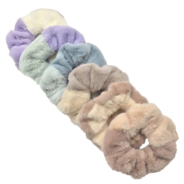 chouchou élastique en fourrure pour femmes et filles, 6/1 pièces, chouchous, porte-queue de cheval