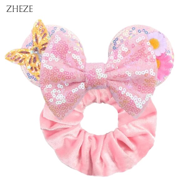 Bandeaux de cheveux en velours Disney pour filles, chouchous oreilles de Noël