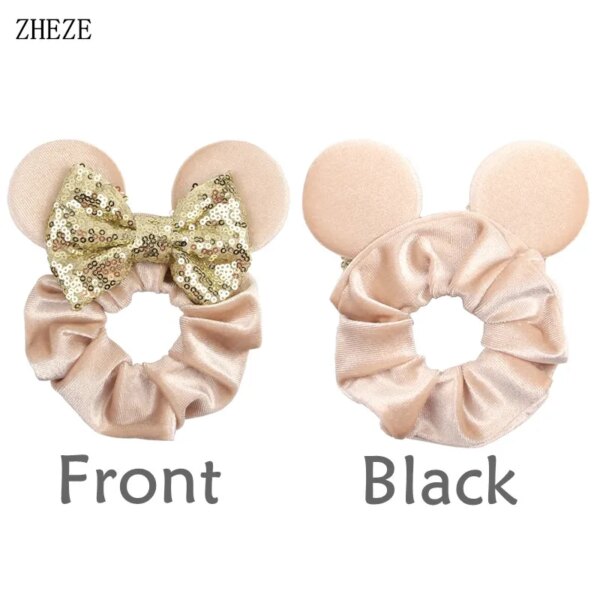 Bandeaux de cheveux en velours Disney pour filles, chouchous oreilles de Noël