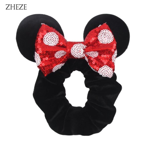 Bandeaux de cheveux en velours Disney pour filles, chouchous oreilles de Noël