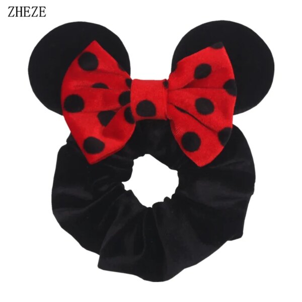 Bandeaux de cheveux en velours Disney pour filles, chouchous oreilles de Noël