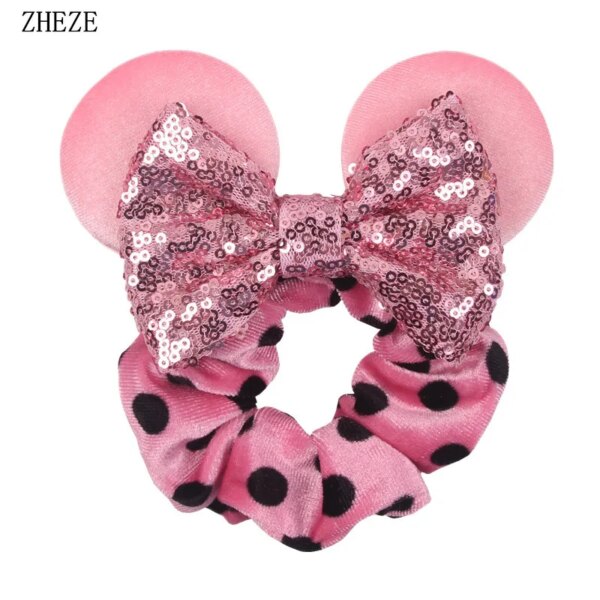 Bandeaux de cheveux en velours Disney pour filles, chouchous oreilles de Noël