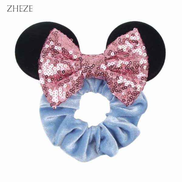 Bandeaux de cheveux en velours Disney pour filles, chouchous oreilles de Noël