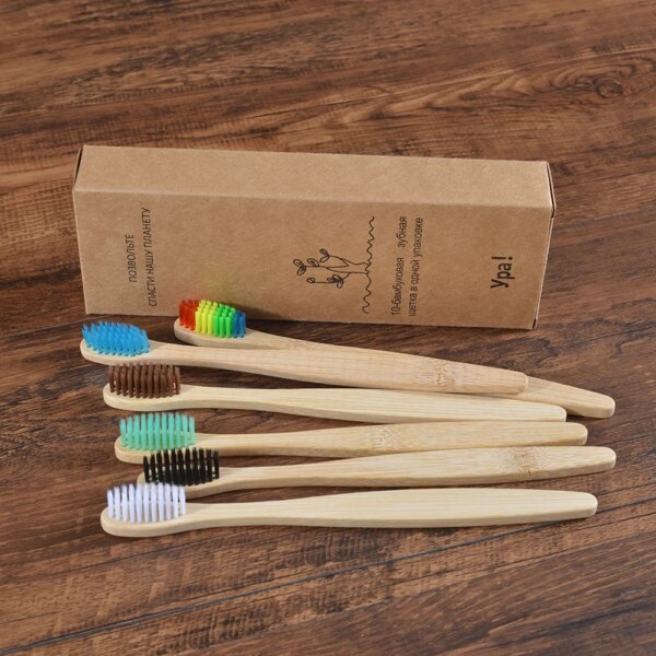 brosse à dent bambou naturel, lot de 10 pièces
