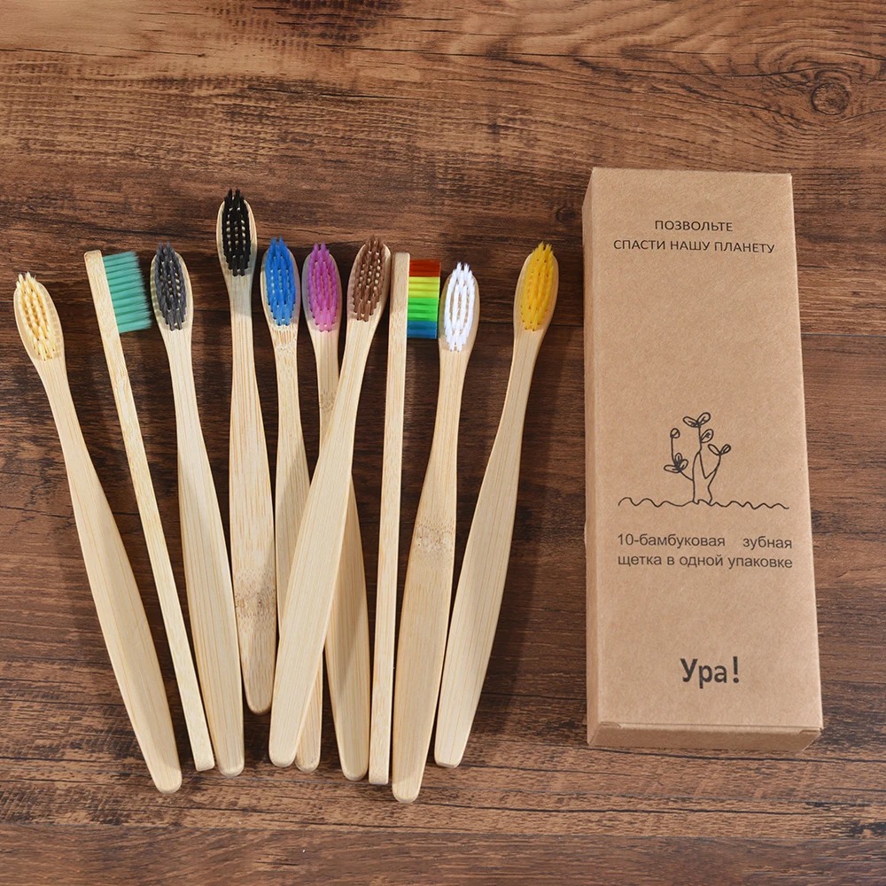 Brosse à Dents en Bambou Naturel – Lot de 10 Pièces – Soies Souples