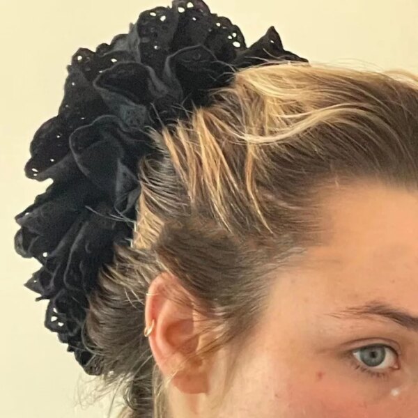 Chouchou surdimensionné en dentelle pour femmes, porte-queue de cheval élastique