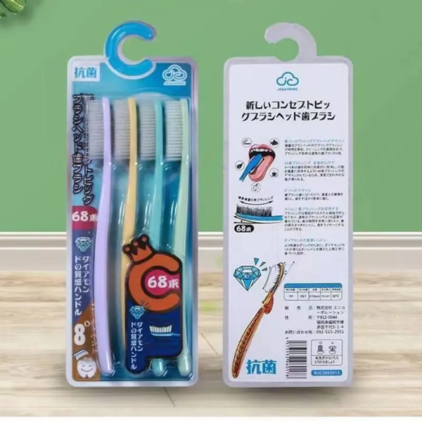 Brosse à dent à grande tête pour adulte, 4 pièces, douce et longue, confortable