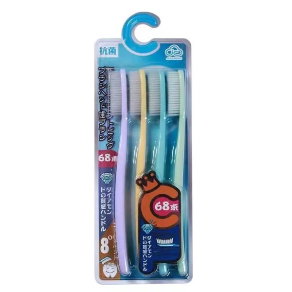 Brosse à dent à grande tête pour adulte, 4 pièces, douce et longue, confortable