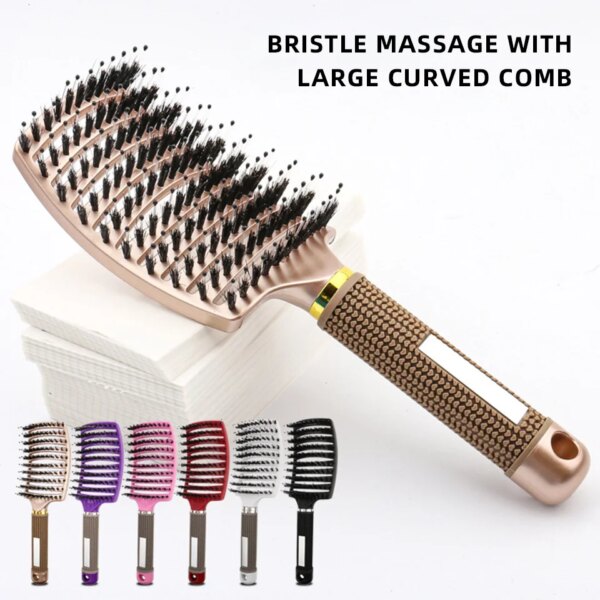 31854-bd31e3.jpg Peigne de Massage du cuir chevelu, brosse à cheveux en Nylon, humide, bouclée, démêlante