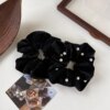 32414-e5aa55.jpg Chouchous cheveux en velours noir pour femmes, bandes de cheveux élastiques Vintage en perles