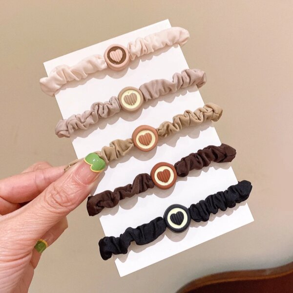 chouchou cheveux — Chouchous Colorés avec Perles Cœur