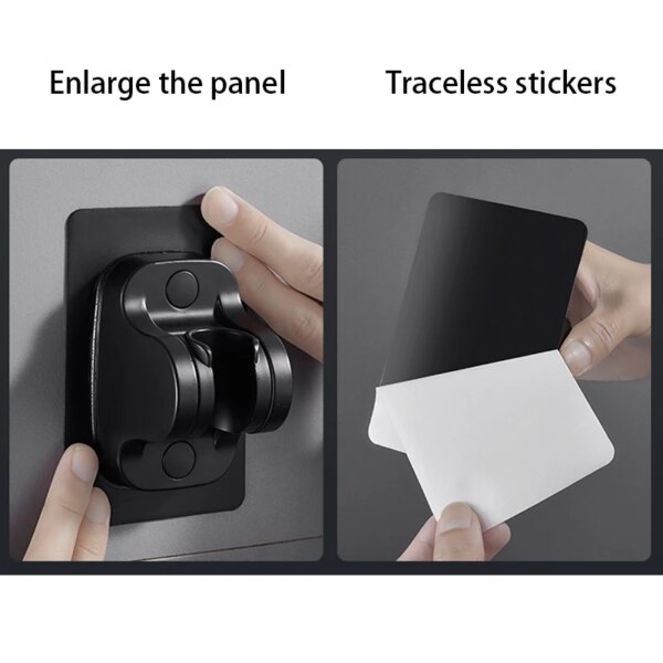 Support mural réglable pour pommeau de douche, ventouse noire