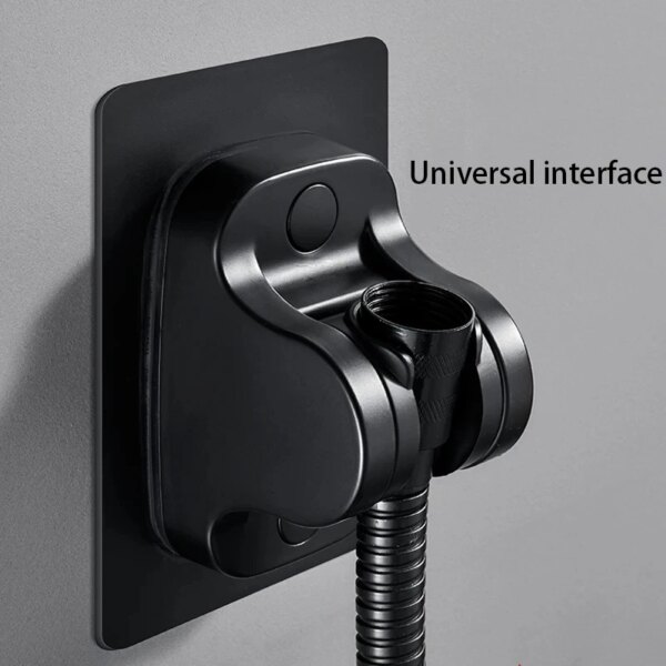 Support mural réglable pour pommeau de douche, ventouse noire