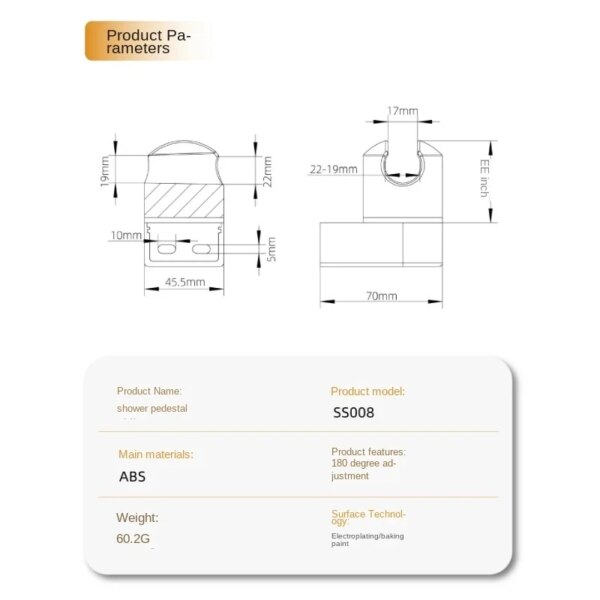 Support universel de pommeau de douche à main, réglable, placage complet