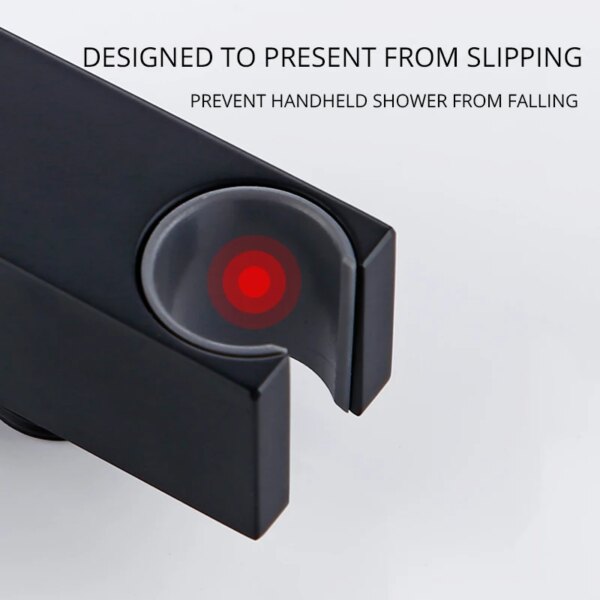 Support de Douche à Main Mural Carré en Laiton Massif – Finition Noir