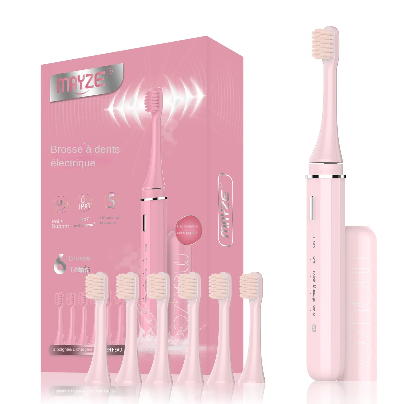 Brosse à dents électrique USB – 5 modes, portable