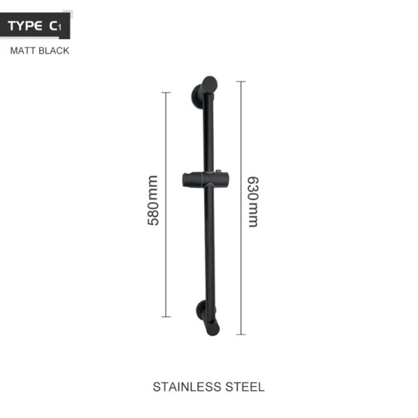 Barres coulissantes de douche en Chrome noir, Extension de douche, douche à main