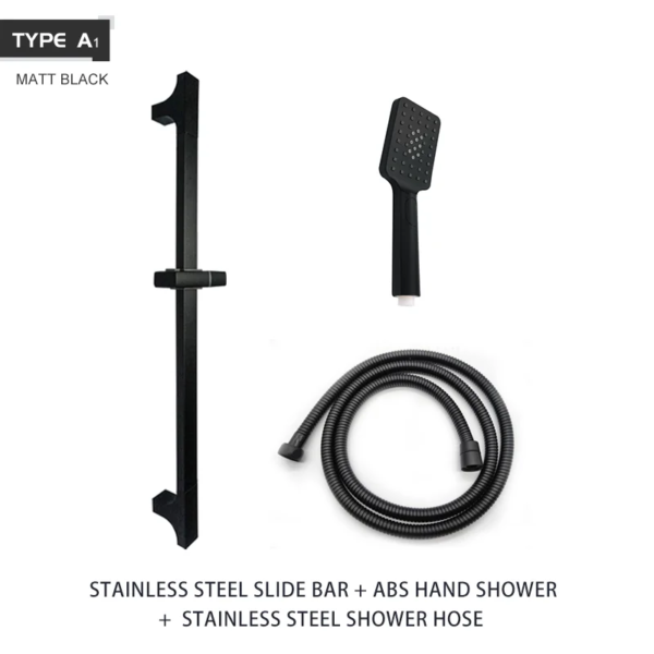 33486-889a64.png Barres coulissantes de douche en Chrome noir, Extension de douche, douche à main